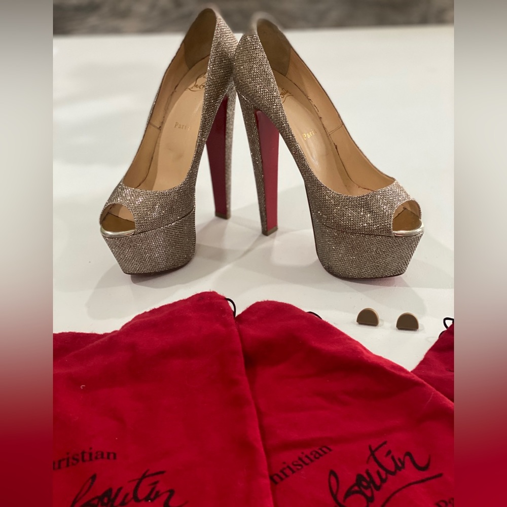 Gorgeous soft gold Christian louboutin platforms